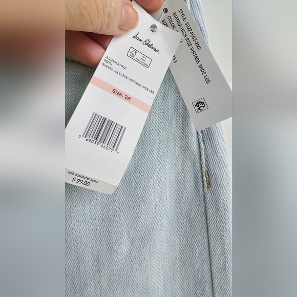 Sam Edelman Bianka High Rise Vintage Wide Leg Light Perth Distressed size 28 - Picture 7 of 11